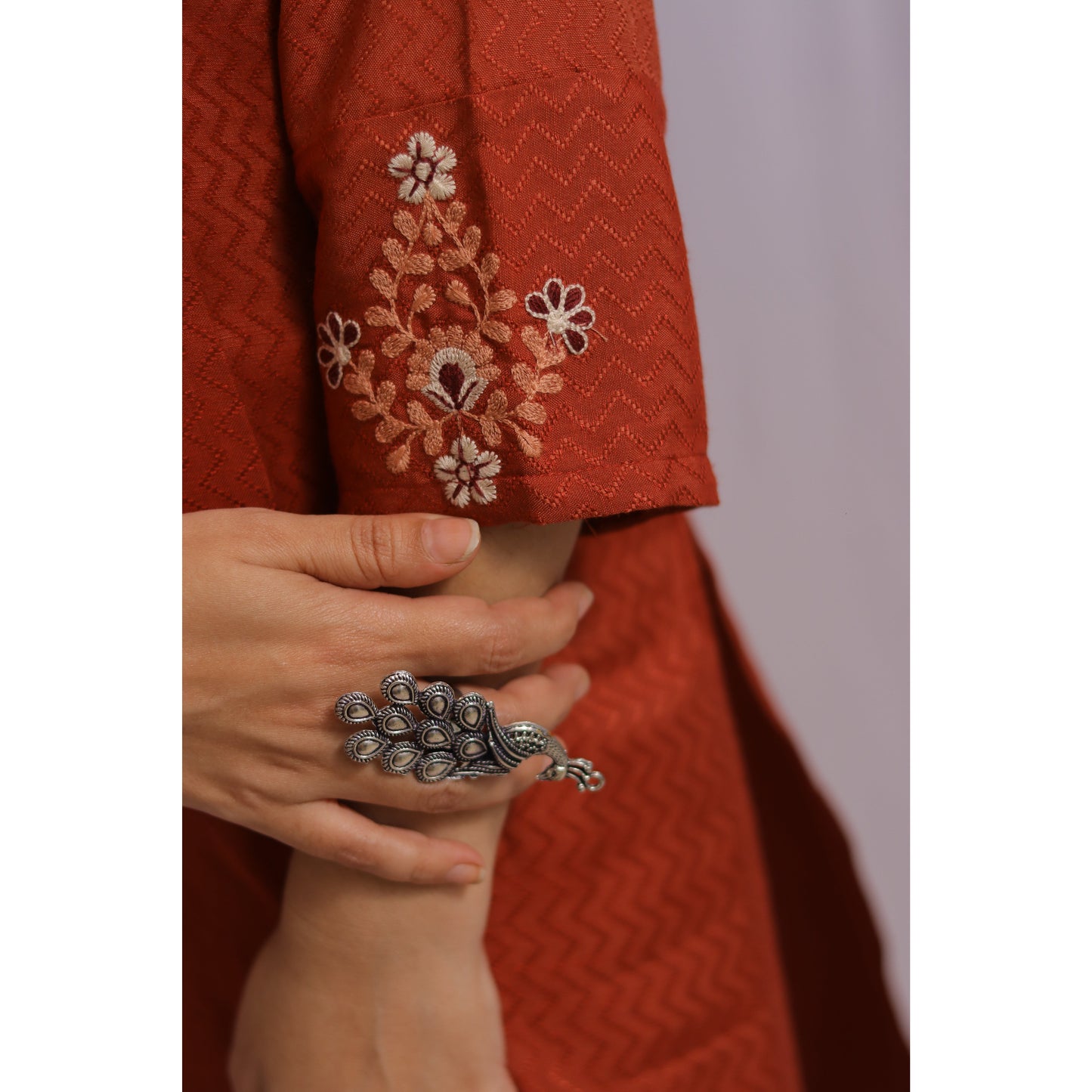 Red Embroidered Kurti