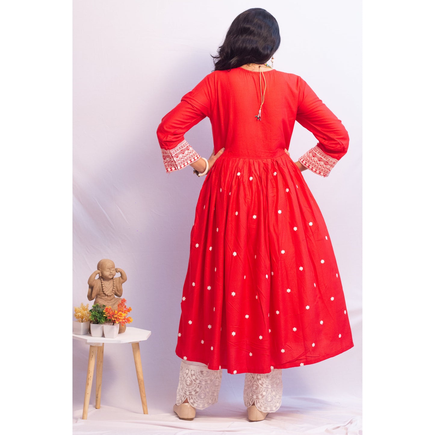 Rakhi Red Lukhnowi Suit Set