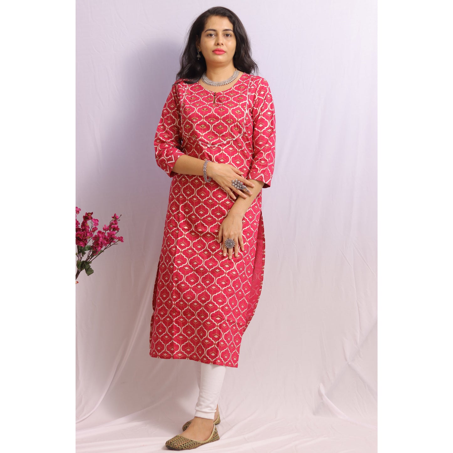 Rani Pink Embroidered Kurti