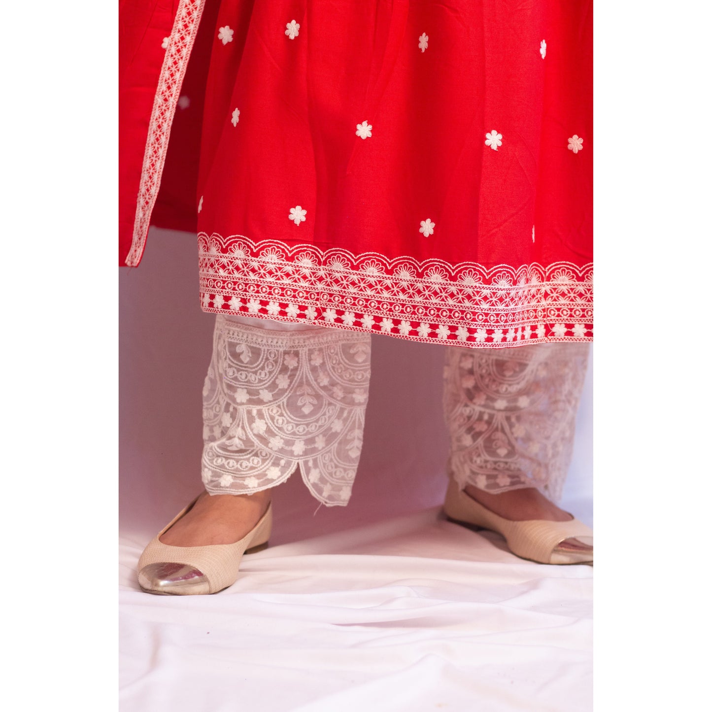 Rakhi Red Lukhnowi Suit Set