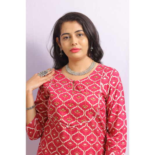 Rani Pink Embroidered Kurti