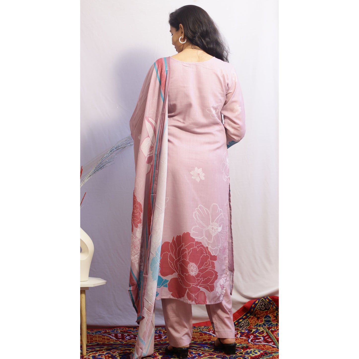 Purple Embroidered Suit Set