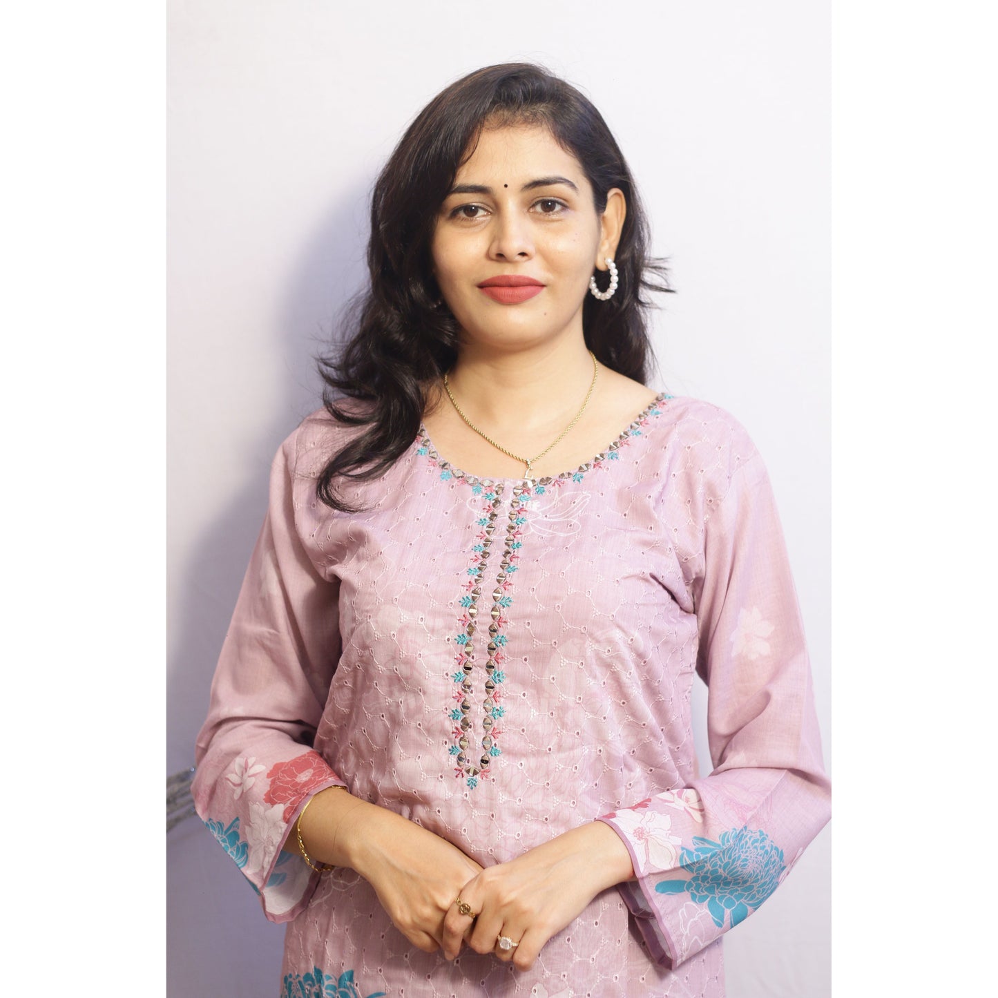 Purple Embroidered Suit Set
