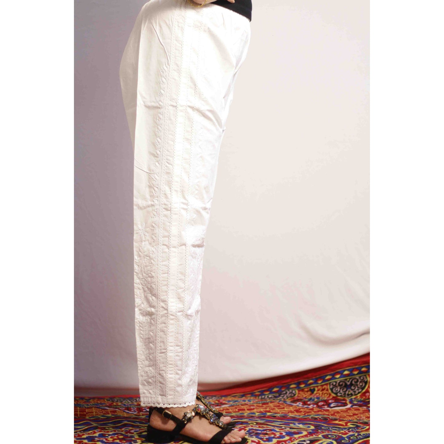 White Lukhnowi Lace Pant