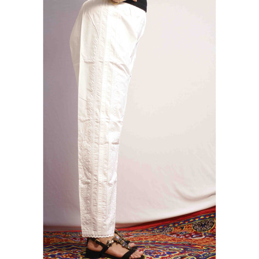White Lukhnowi Lace Pant