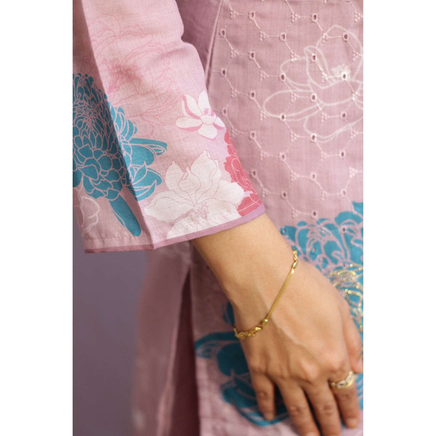 Purple Embroidered Suit Set