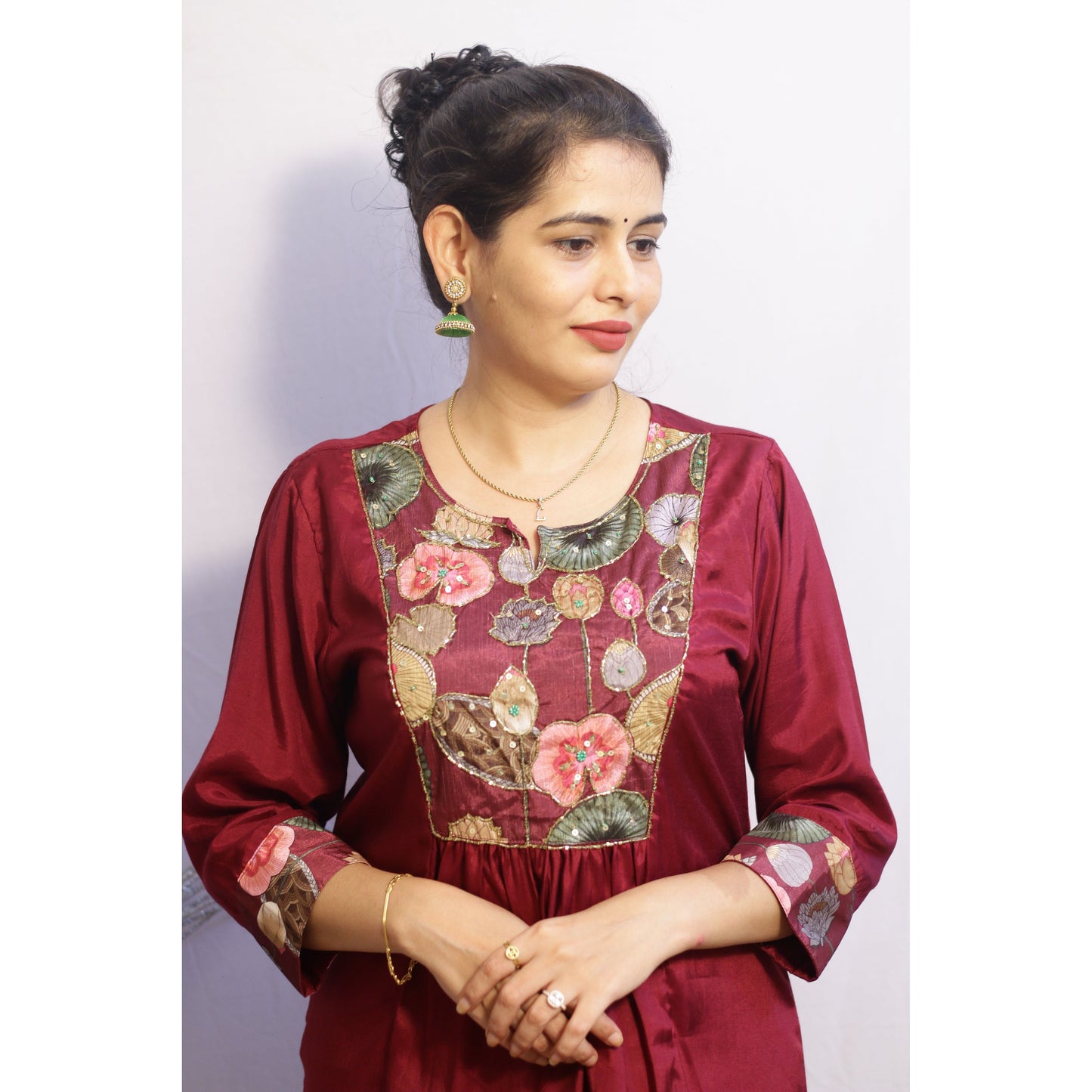 Embroidered Maroon Suit Set