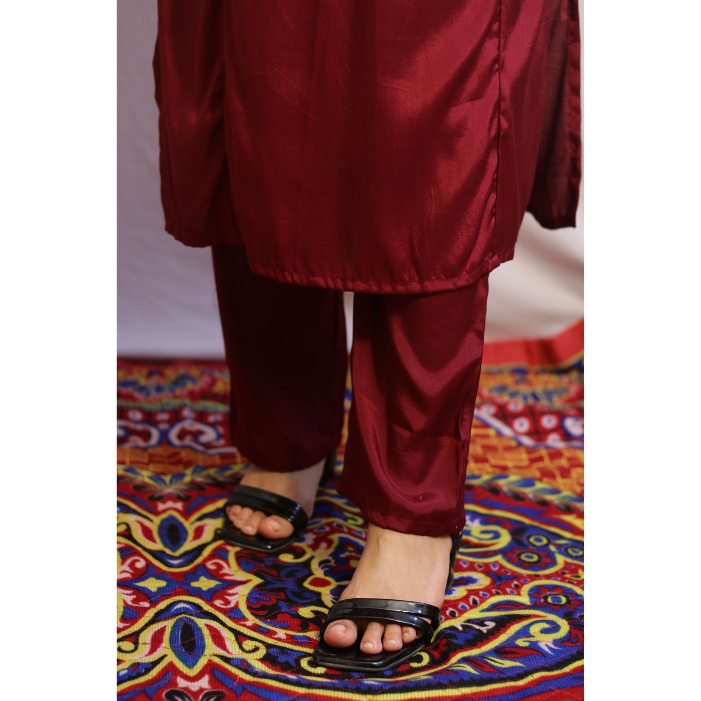 Embroidered Maroon Suit Set