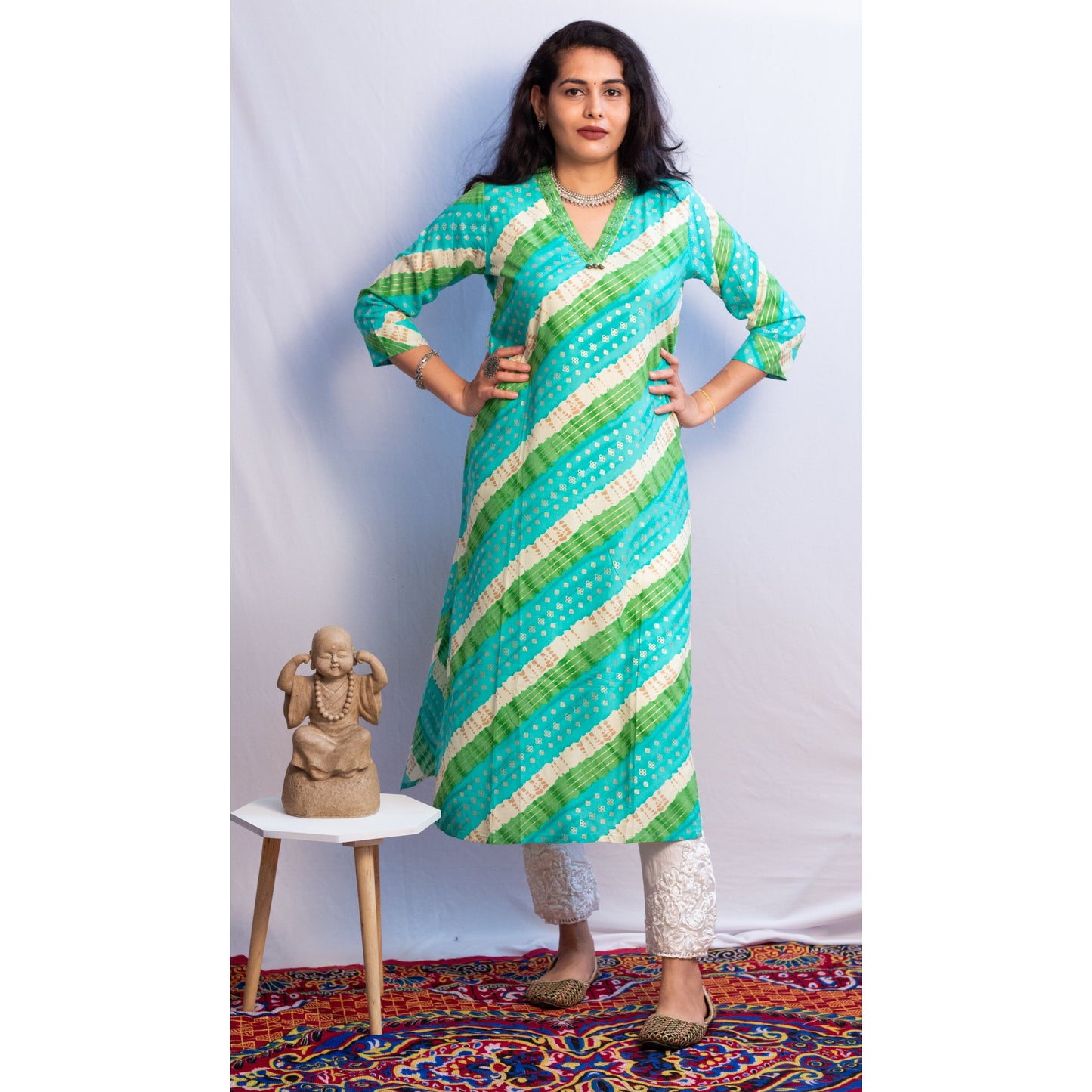 Green Embroidered Kurti