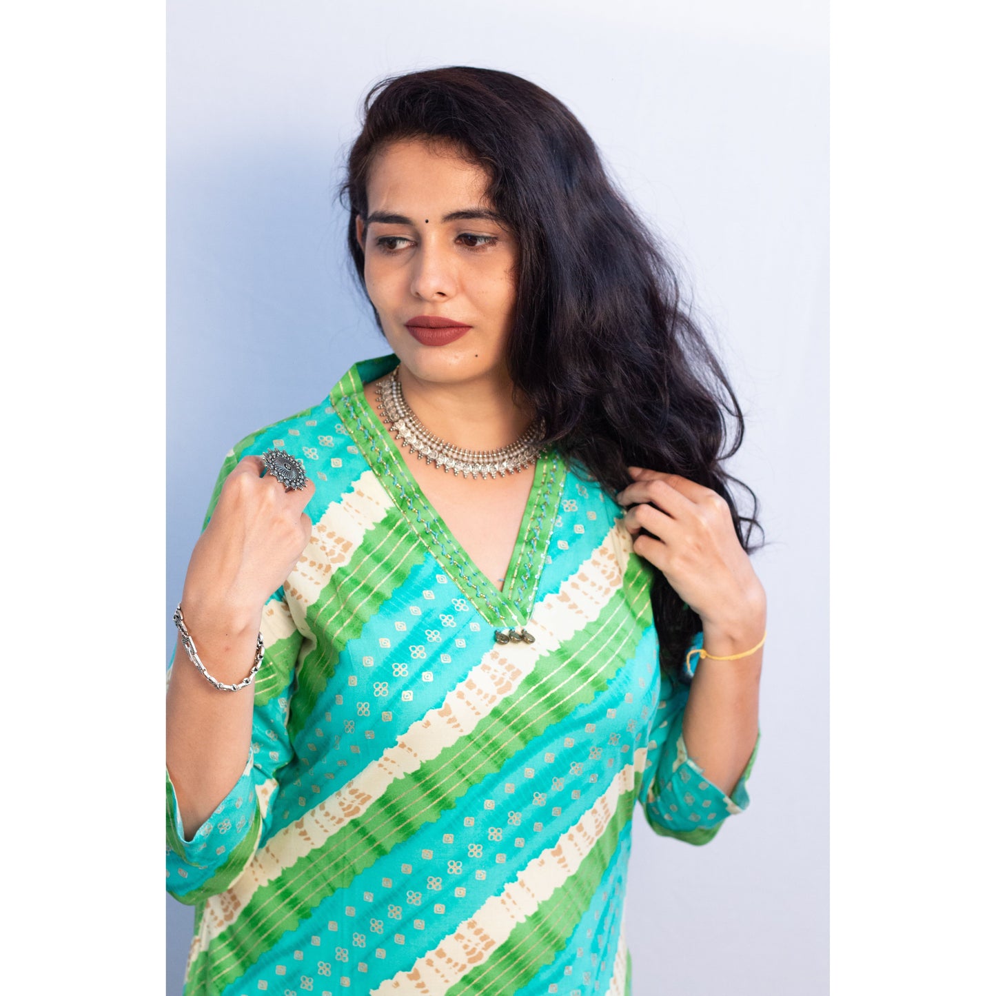 Green Embroidered Kurti