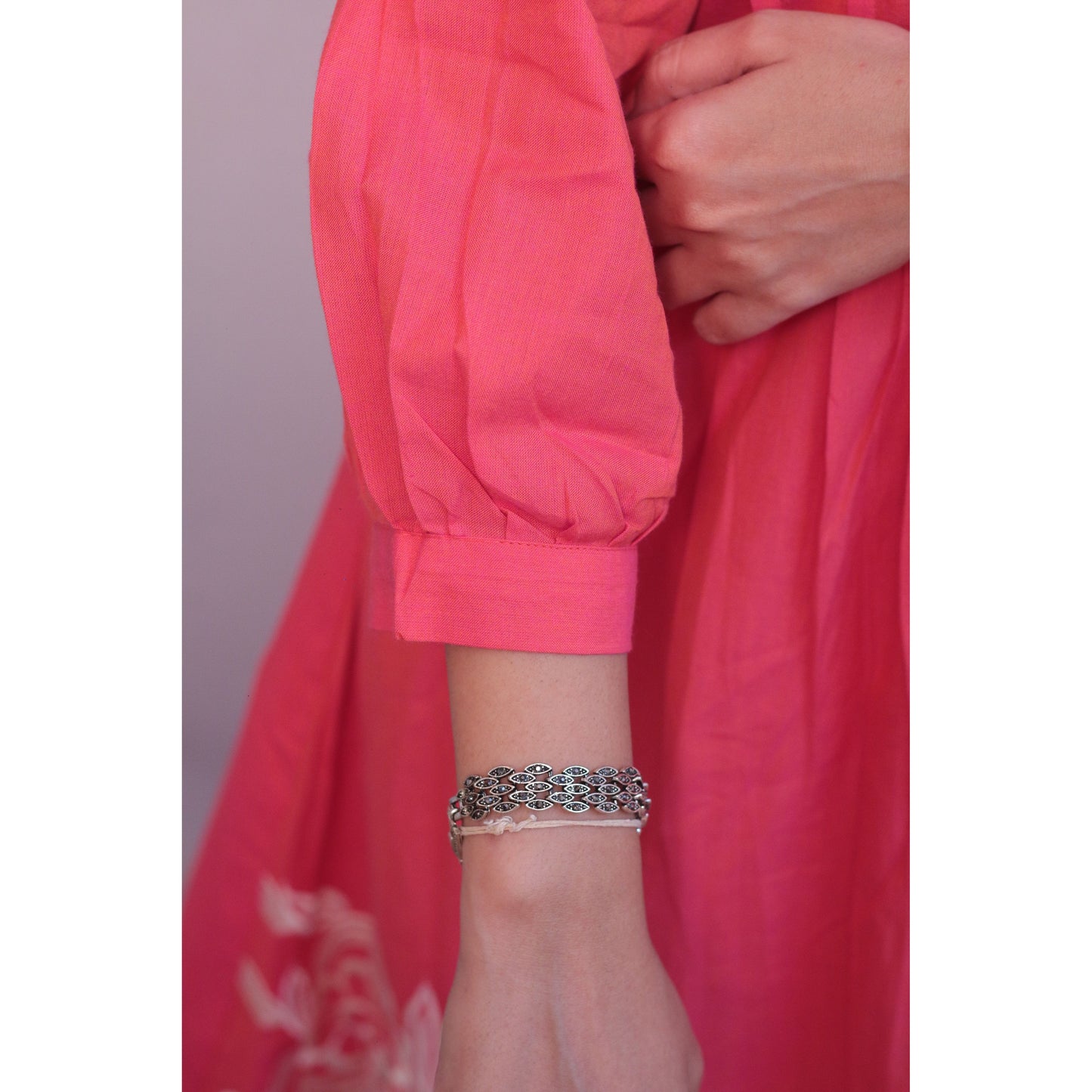 Embroidered Coral Pink Cord Set
