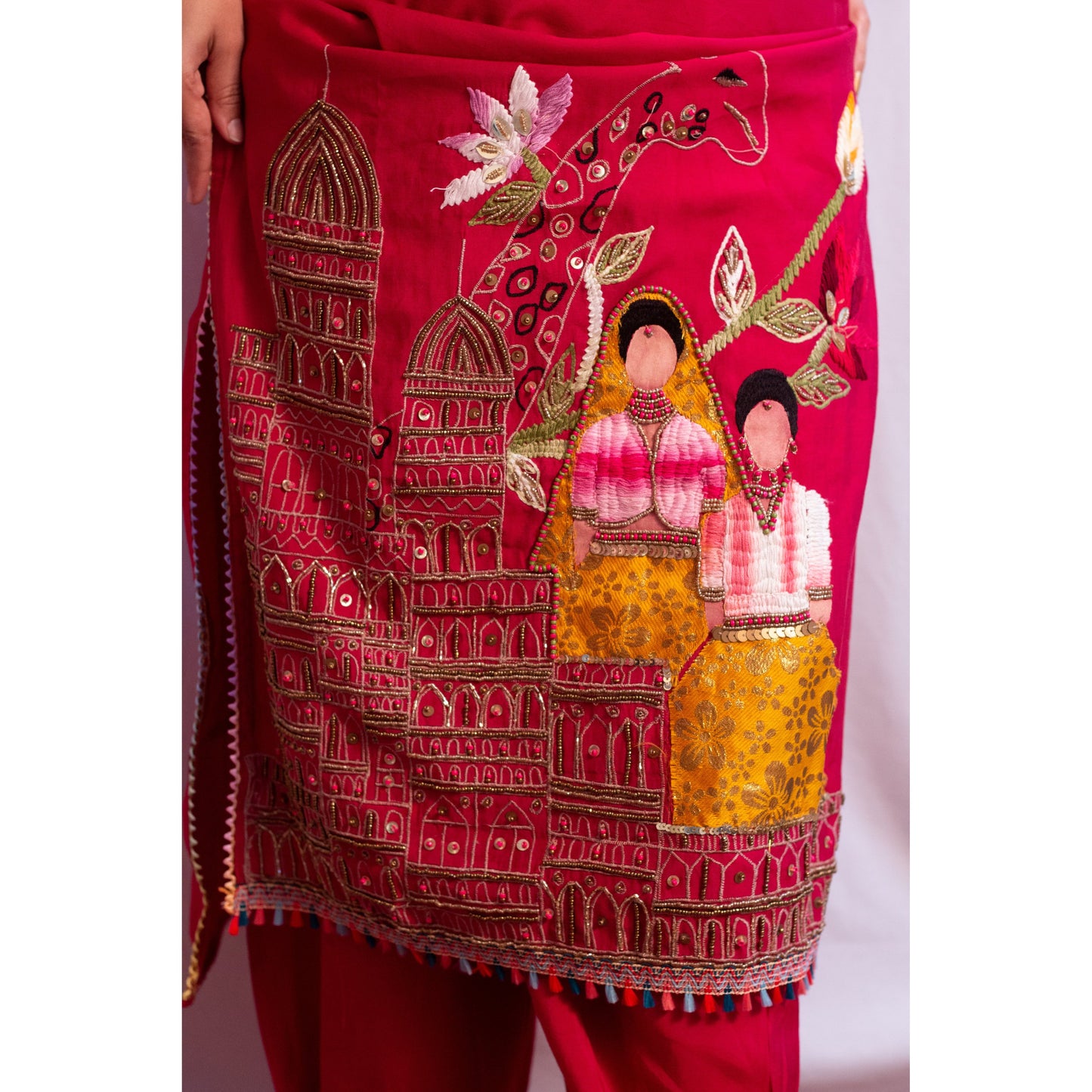 Dark Pink Embroidered Suit Set
