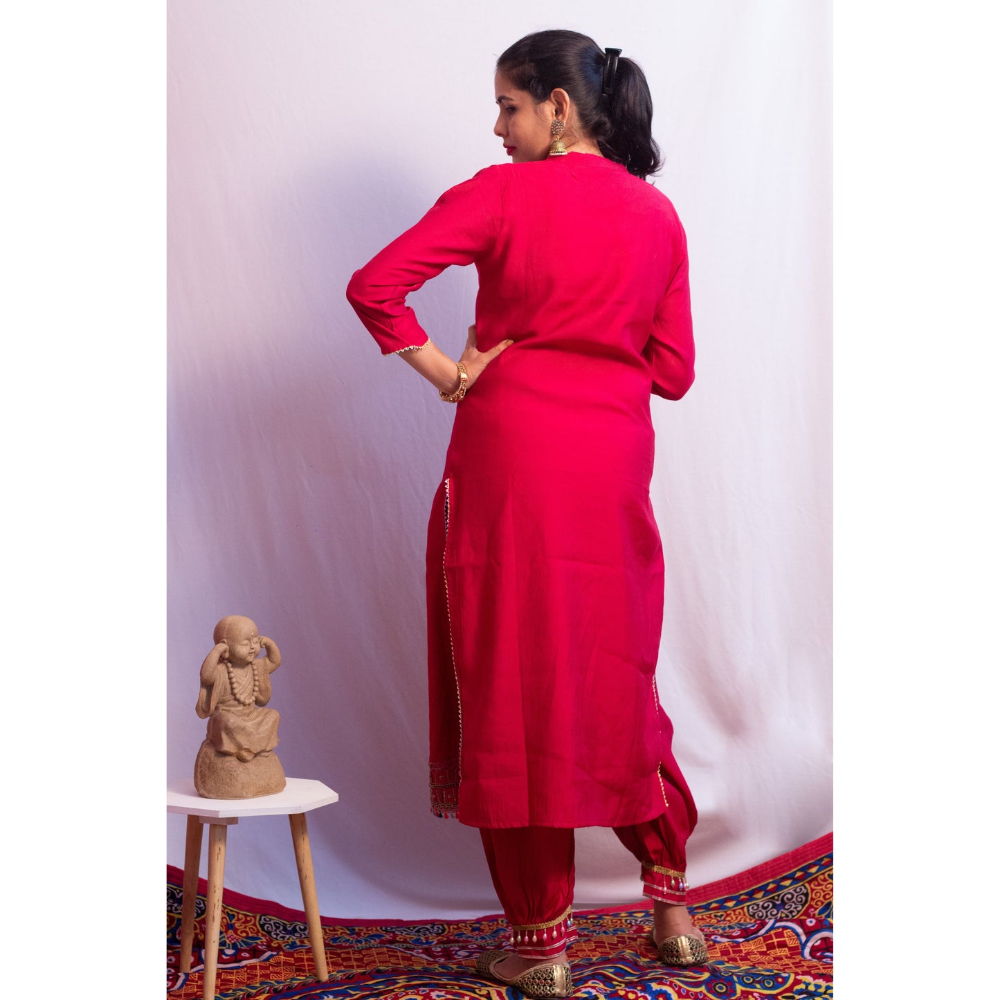 Dark Pink Embroidered Suit Set