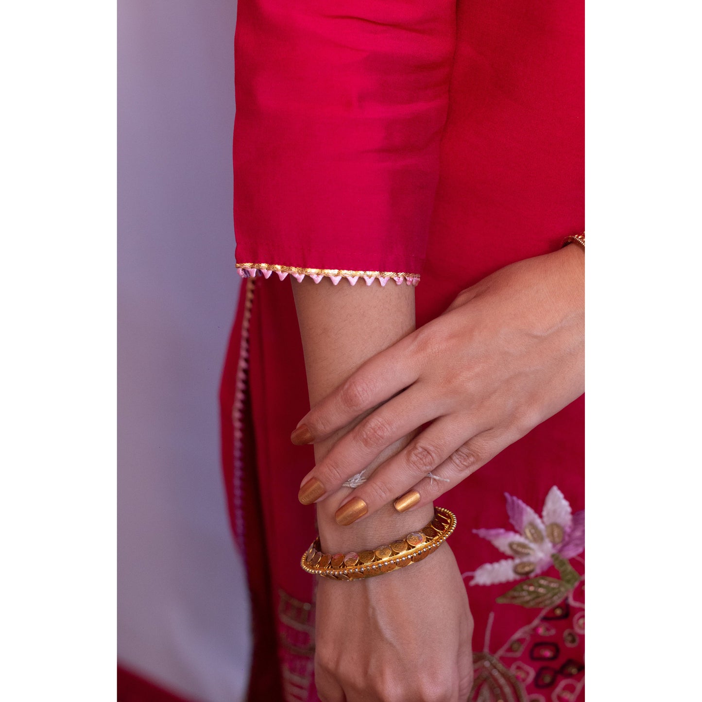 Dark Pink Embroidered Suit Set