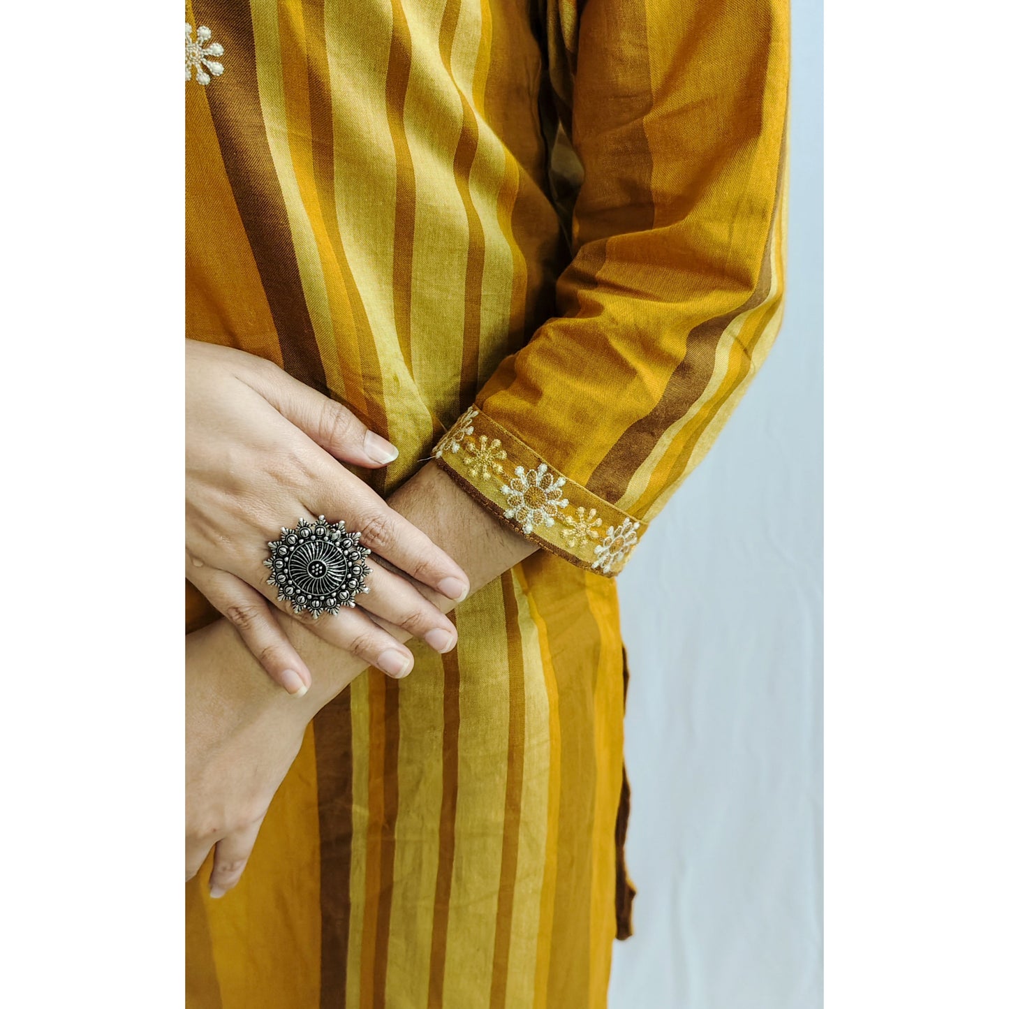 Mustard Embroidered Short Kurti