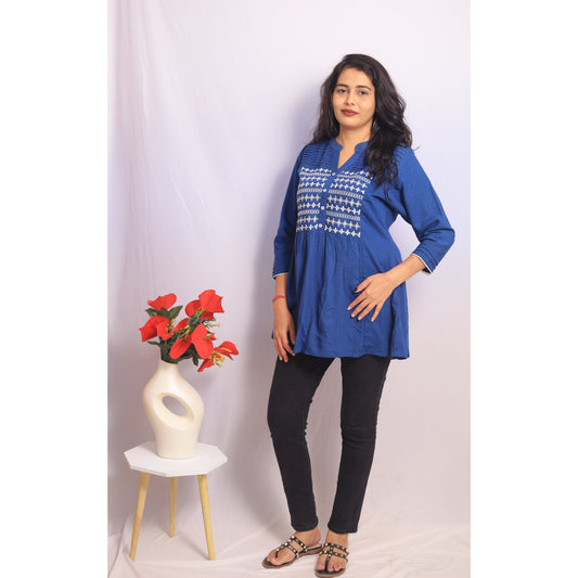Royal Blue Embroidered Kurti