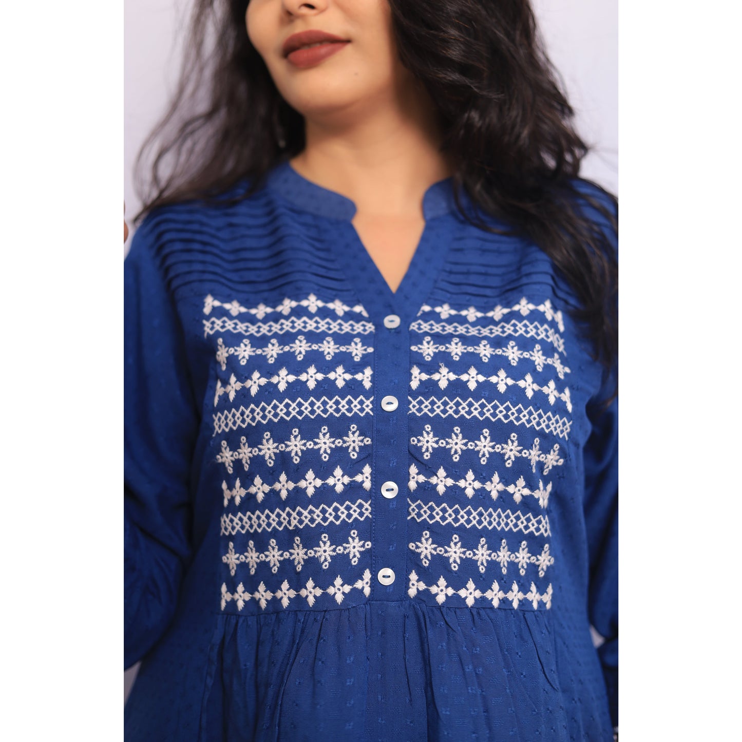 Royal Blue Embroidered Kurti