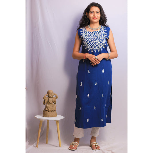 Royal Blue Embroidered Kurti