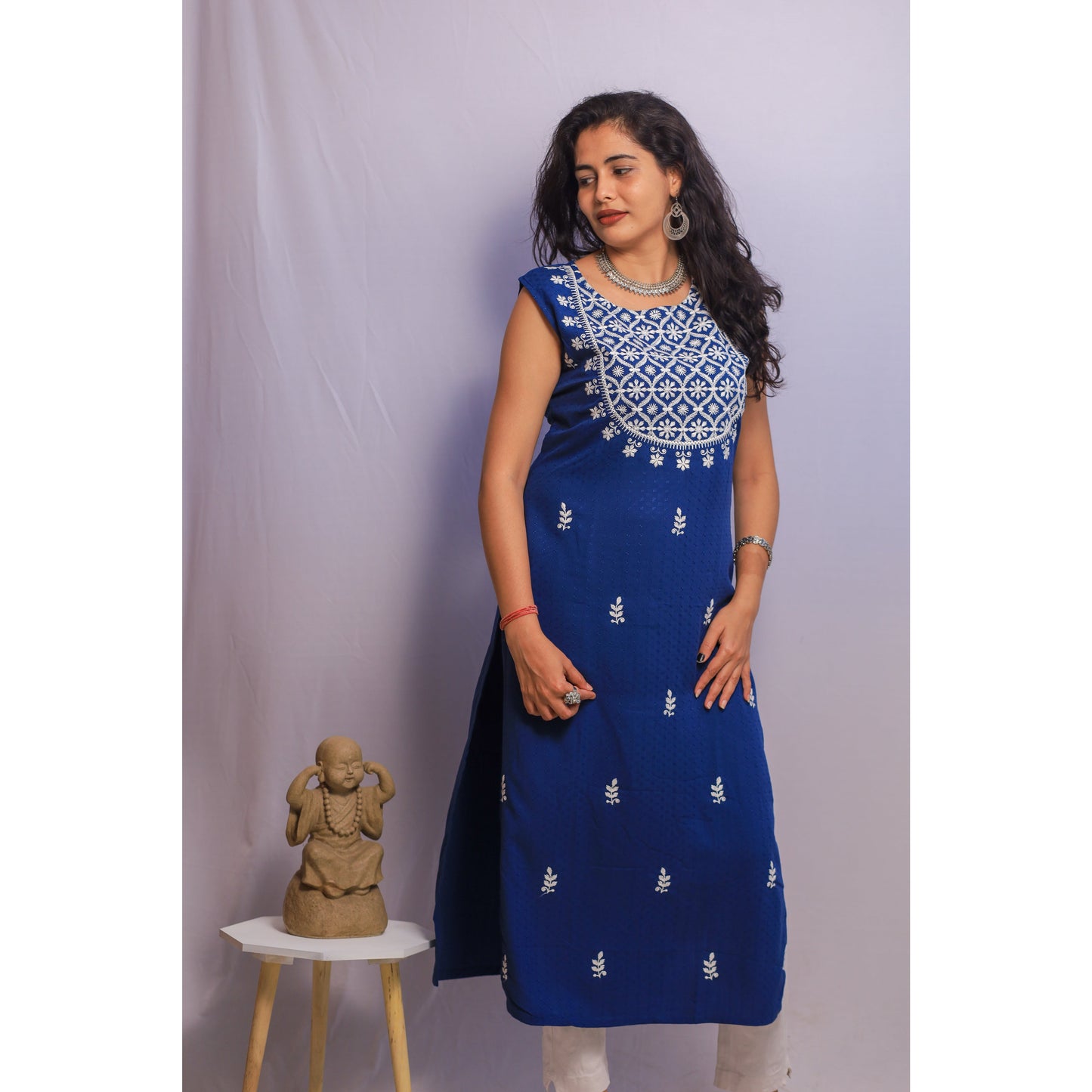 Royal Blue Embroidered Kurti