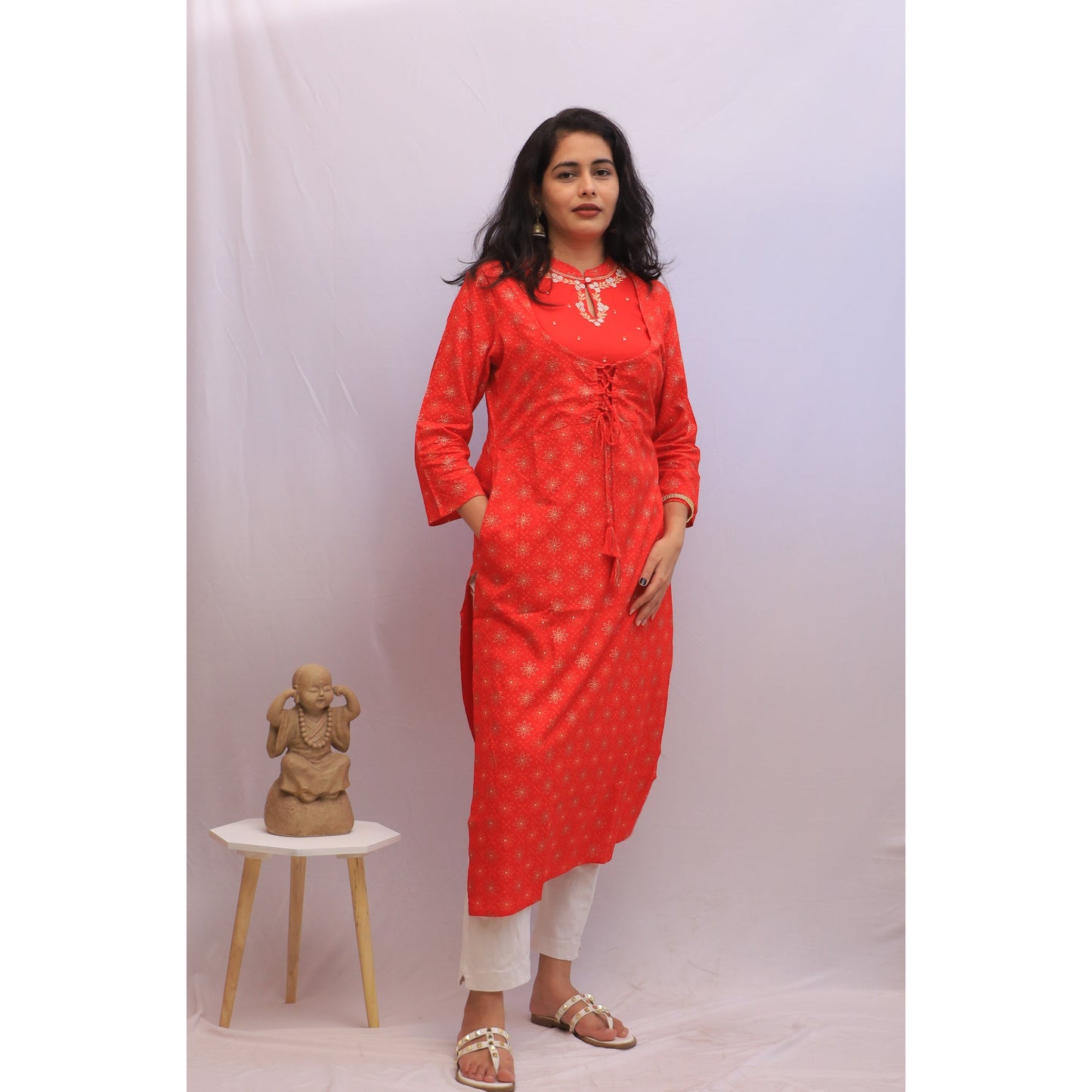 Red Embroidered Kurti