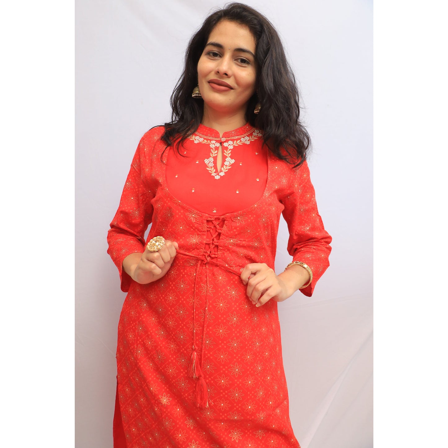 Red Embroidered Kurti