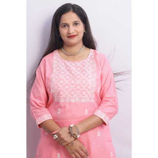 Pink Embroidered Suit Set