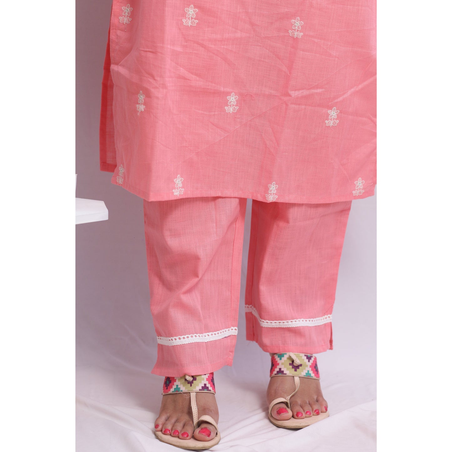 Pink Embroidered Suit Set