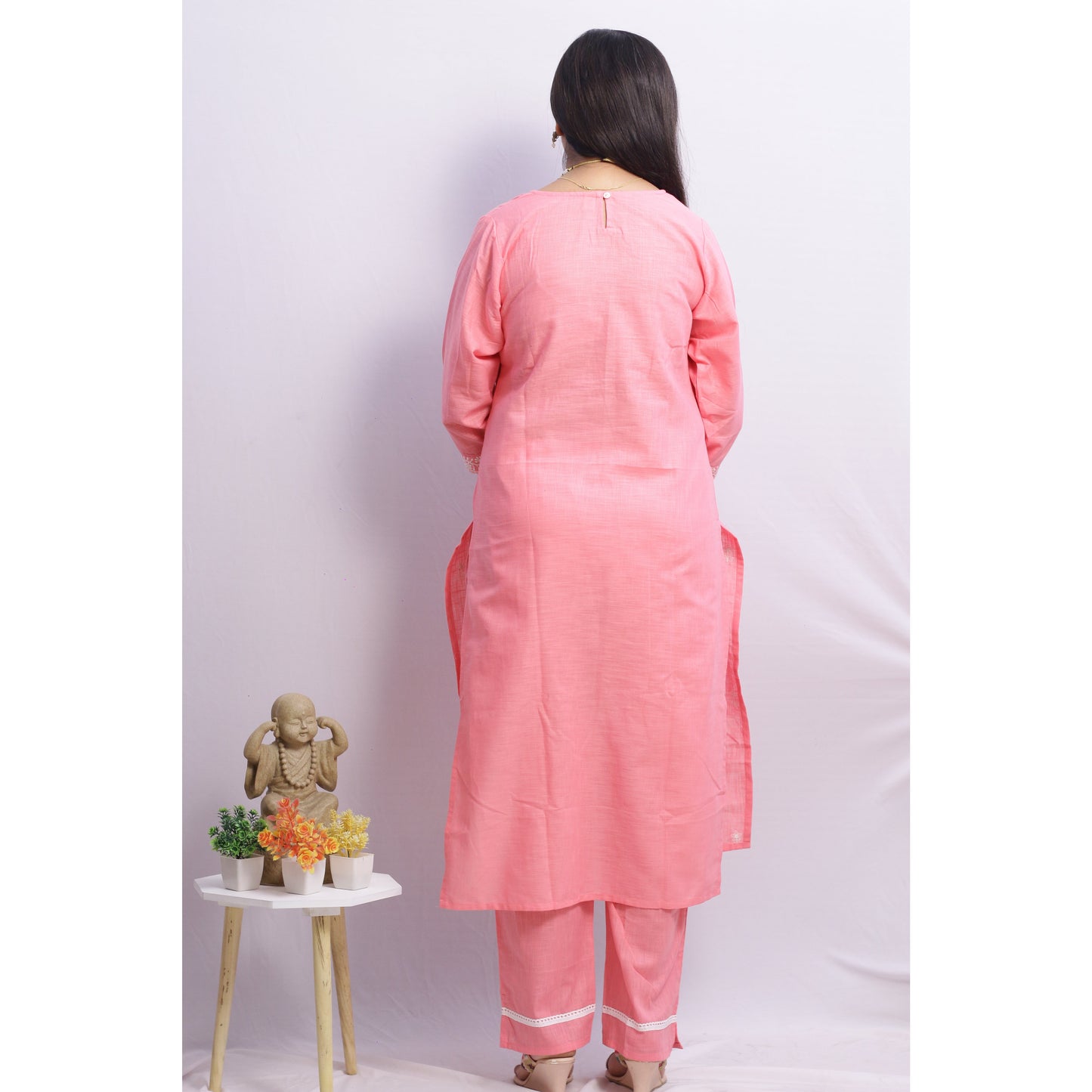 Pink Embroidered Suit Set