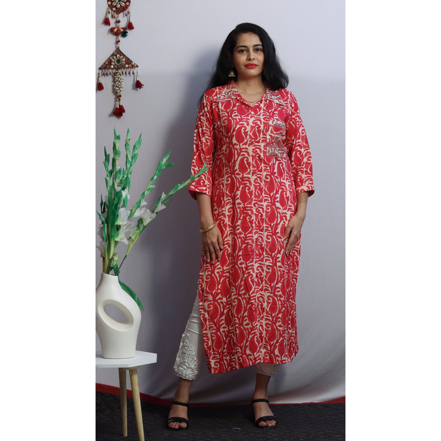 Rani Pink Embroidered Kurti