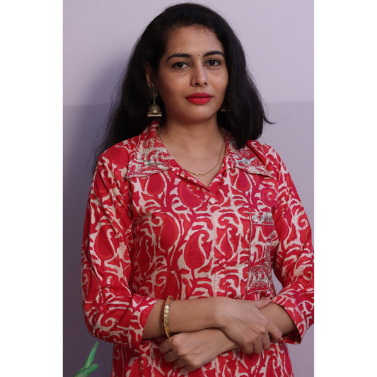 Rani Pink Embroidered Kurti