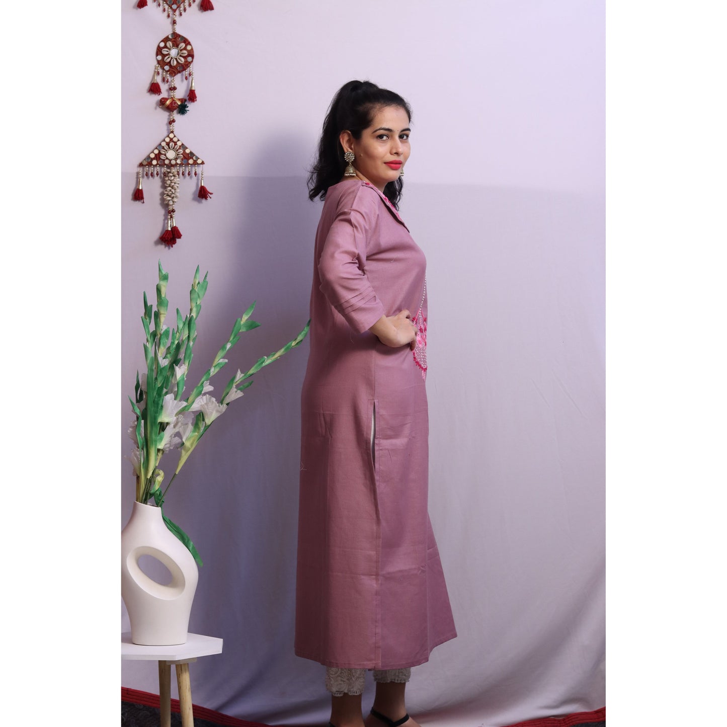 Lilac Embroidered Kurti