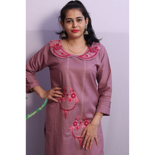 Lilac Embroidered Kurti