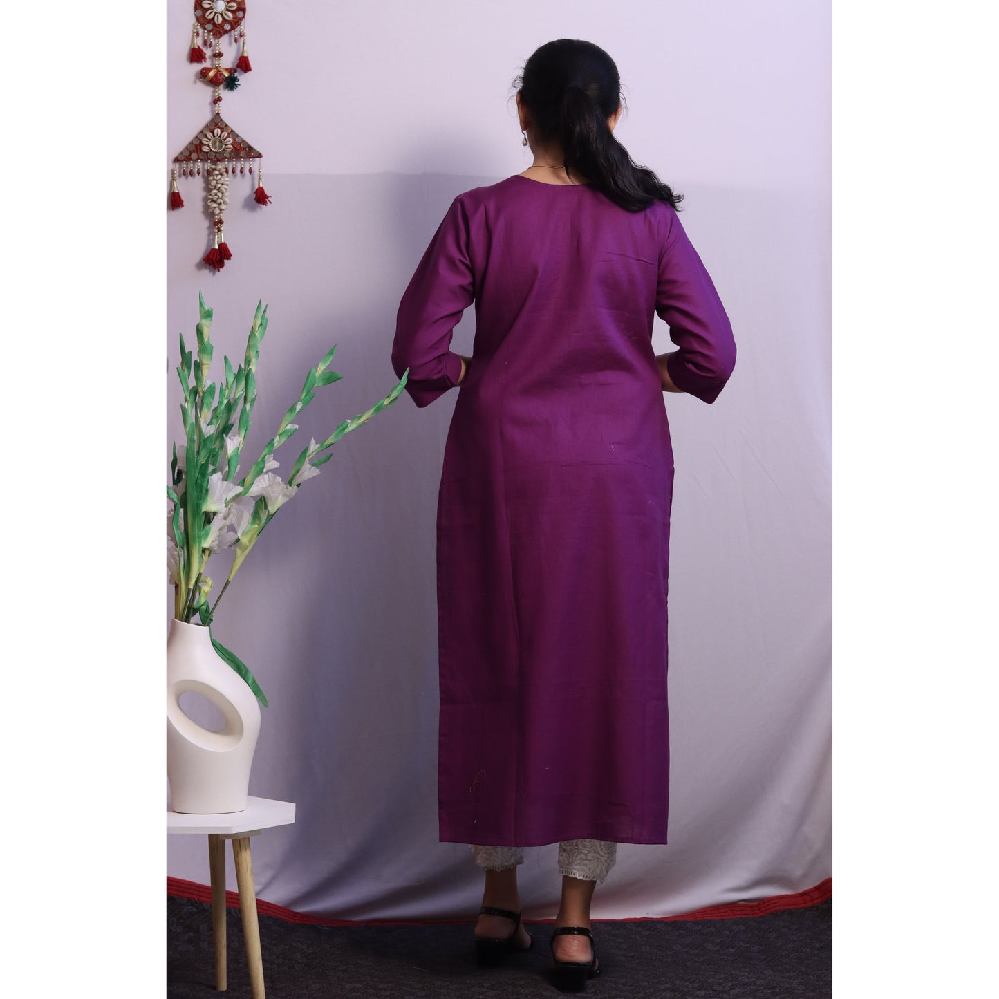 Purple Embroidered Kurti