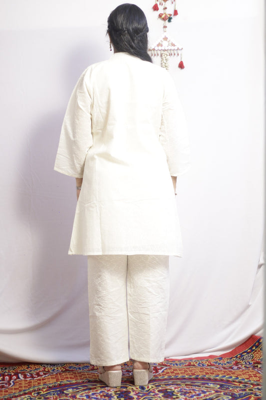 Beige Embroidered Co-ord Set