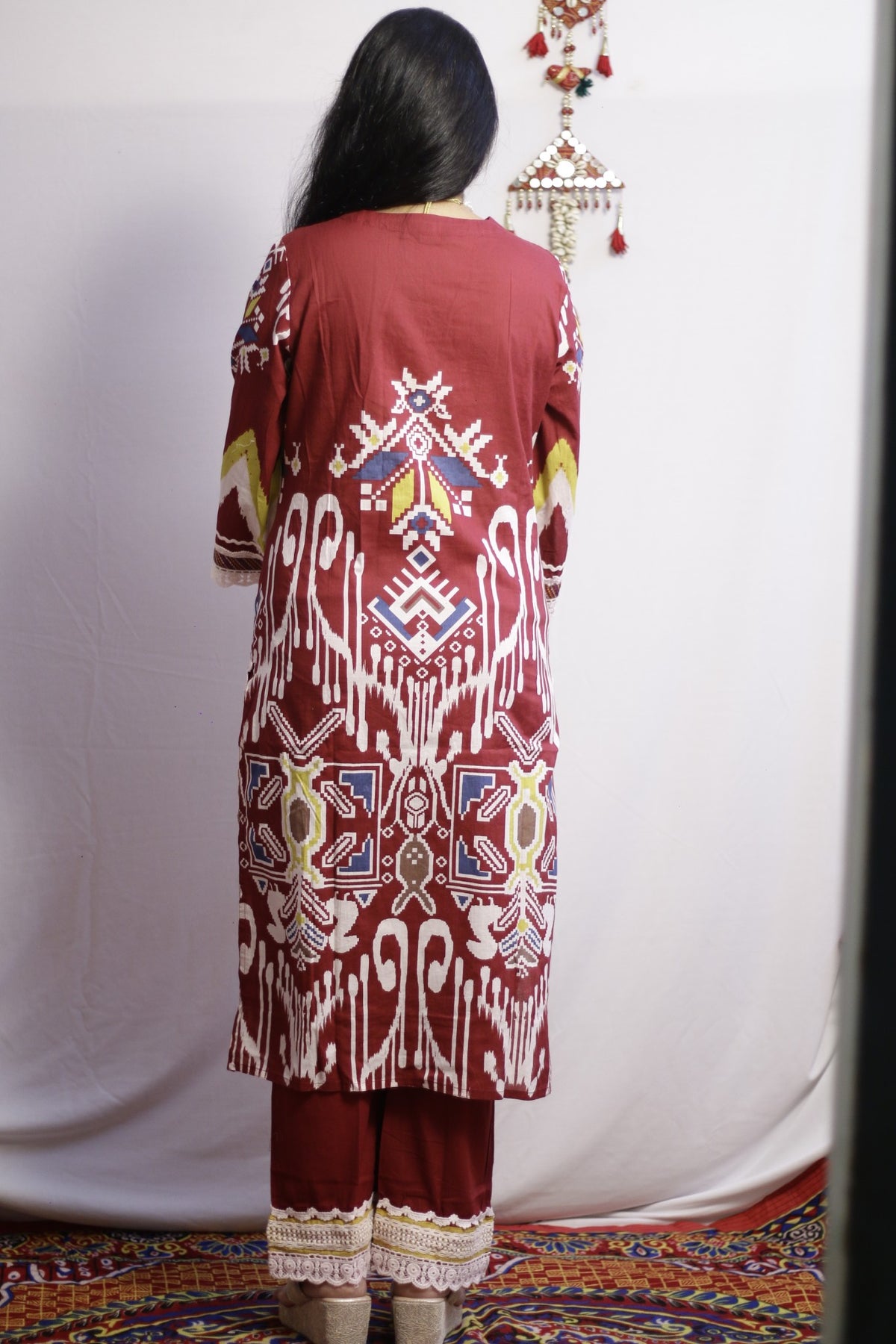 Deep Maroon Embroidered Suit Set
