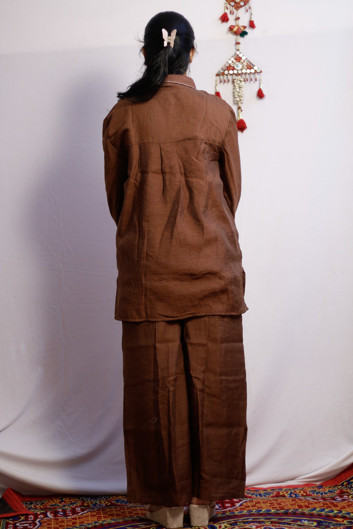 Brown Embroidered Co-ord Set