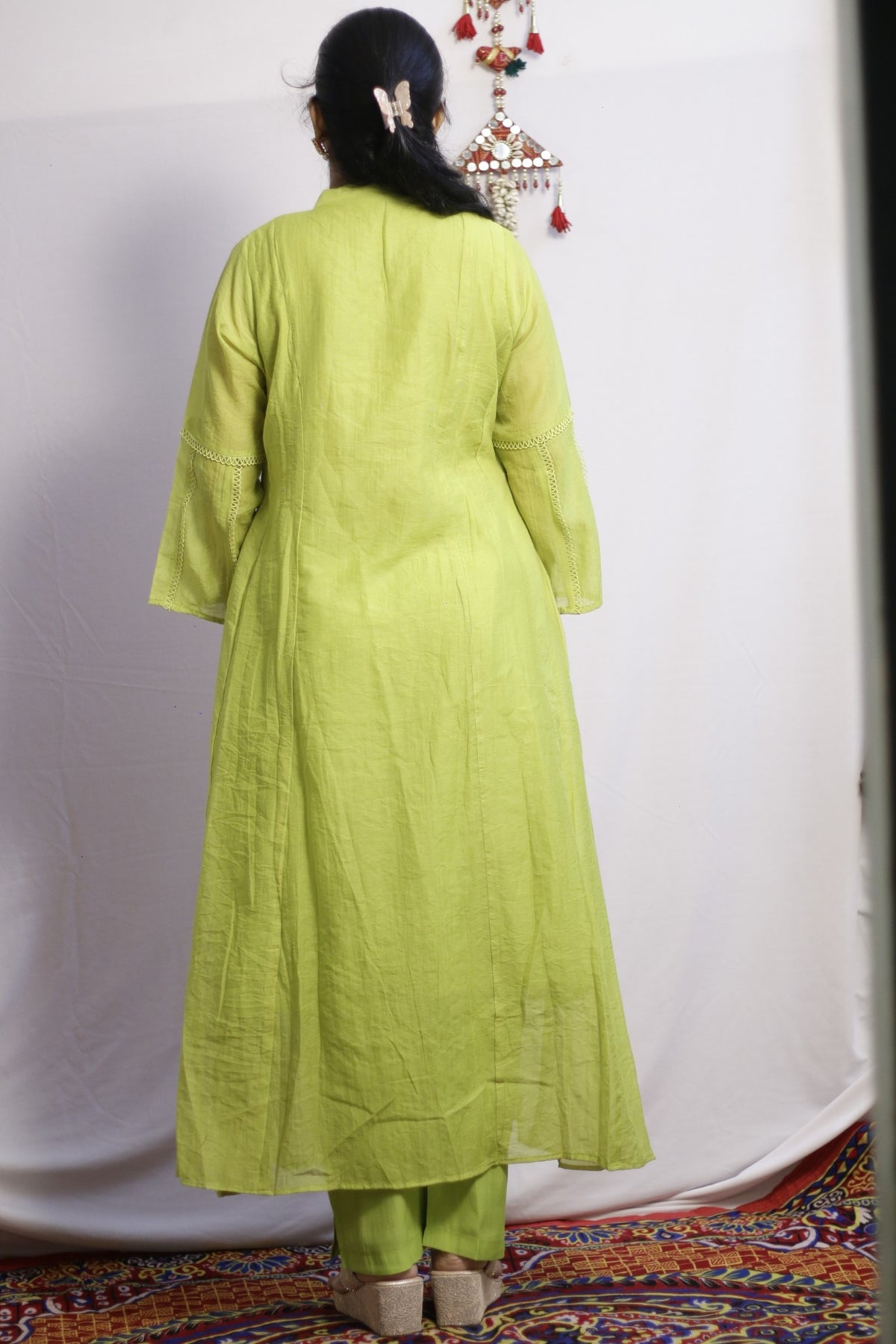 Lime Green Embroidered Anarkali Suit Set