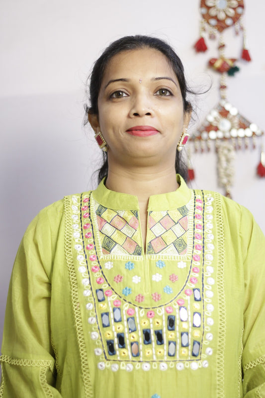 Lime Green Embroidered Anarkali Suit Set