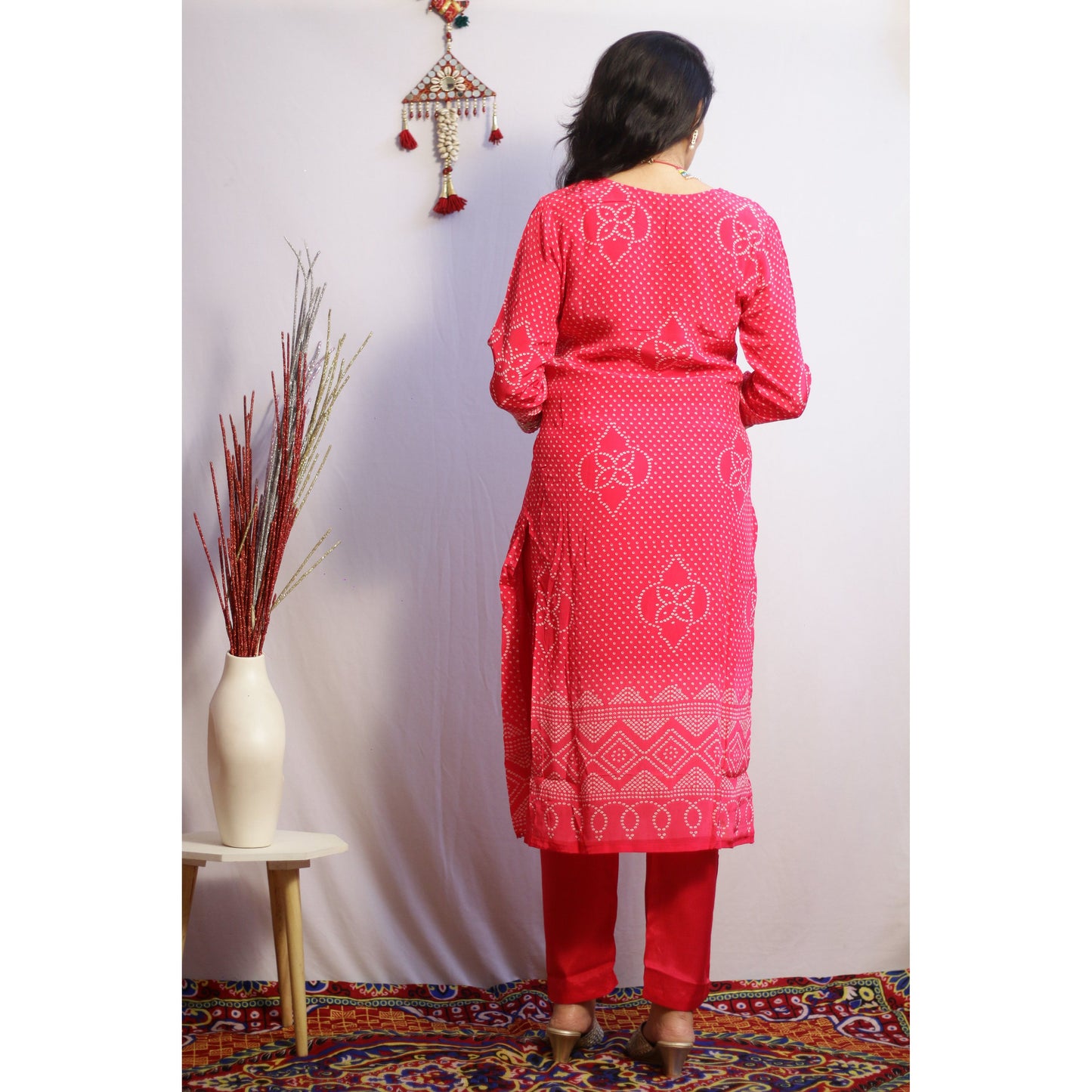 Pink Bandhani Suit Set