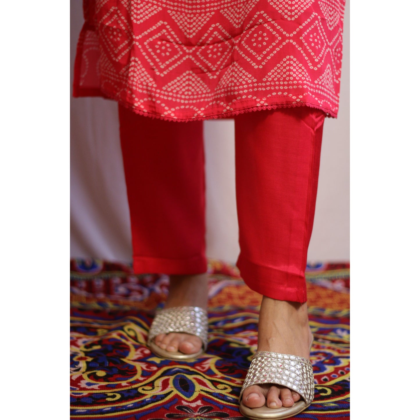 Pink Bandhani Suit Set