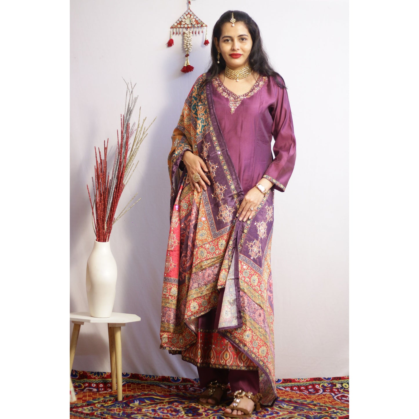 Purple Anarkali Suit Set