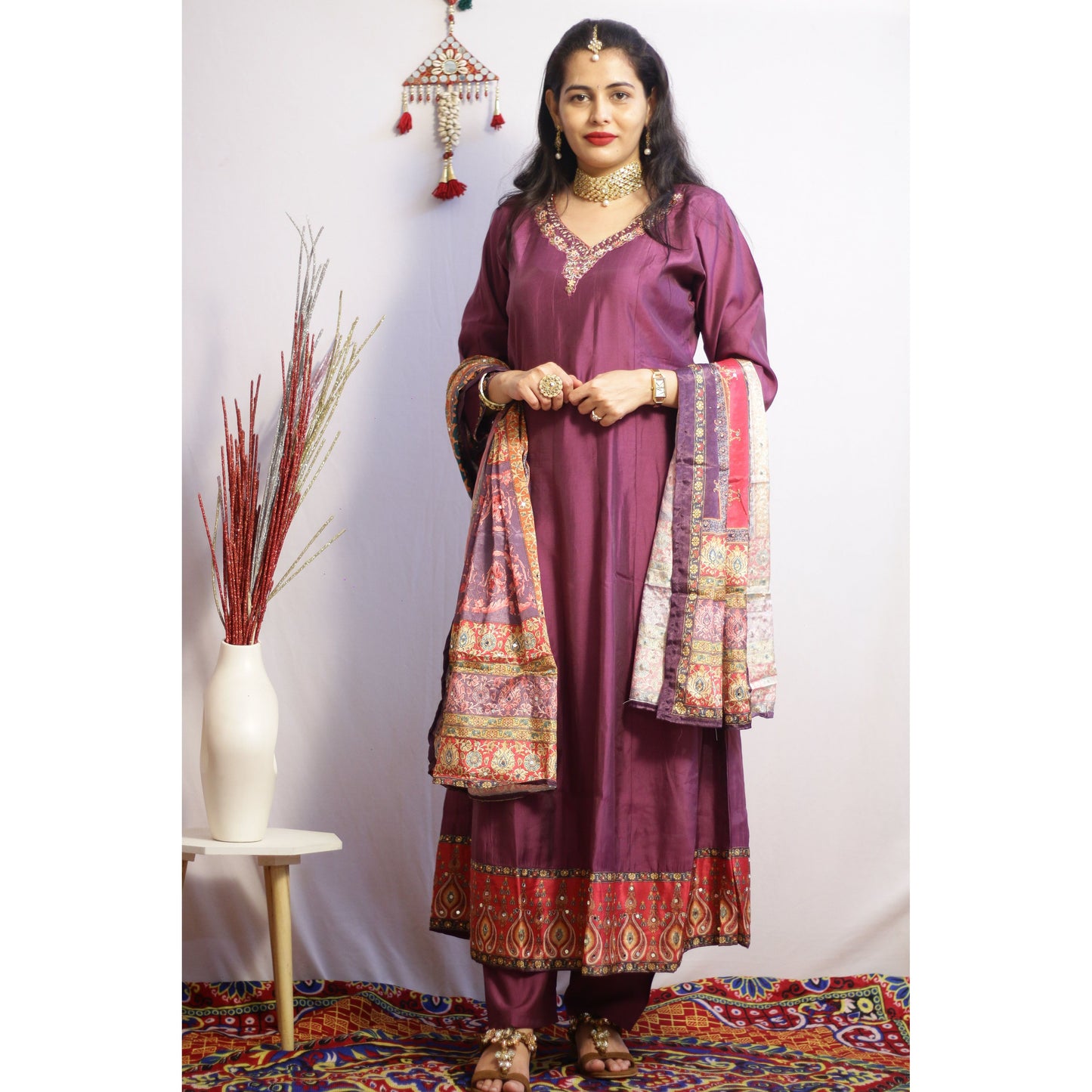 Purple Anarkali Suit Set
