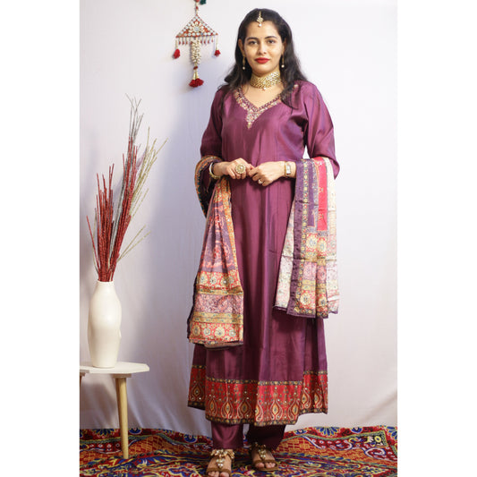 Purple Anarkali Suit Set