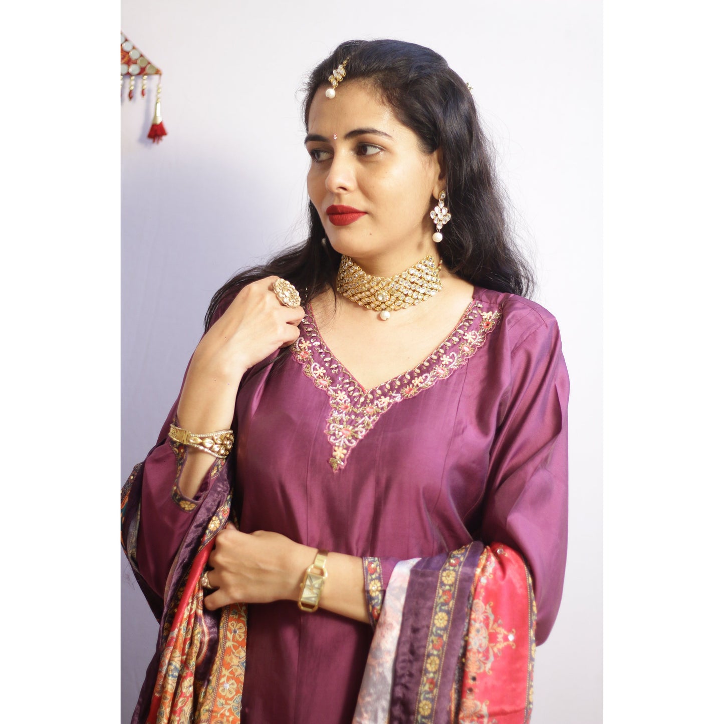 Purple Anarkali Suit Set