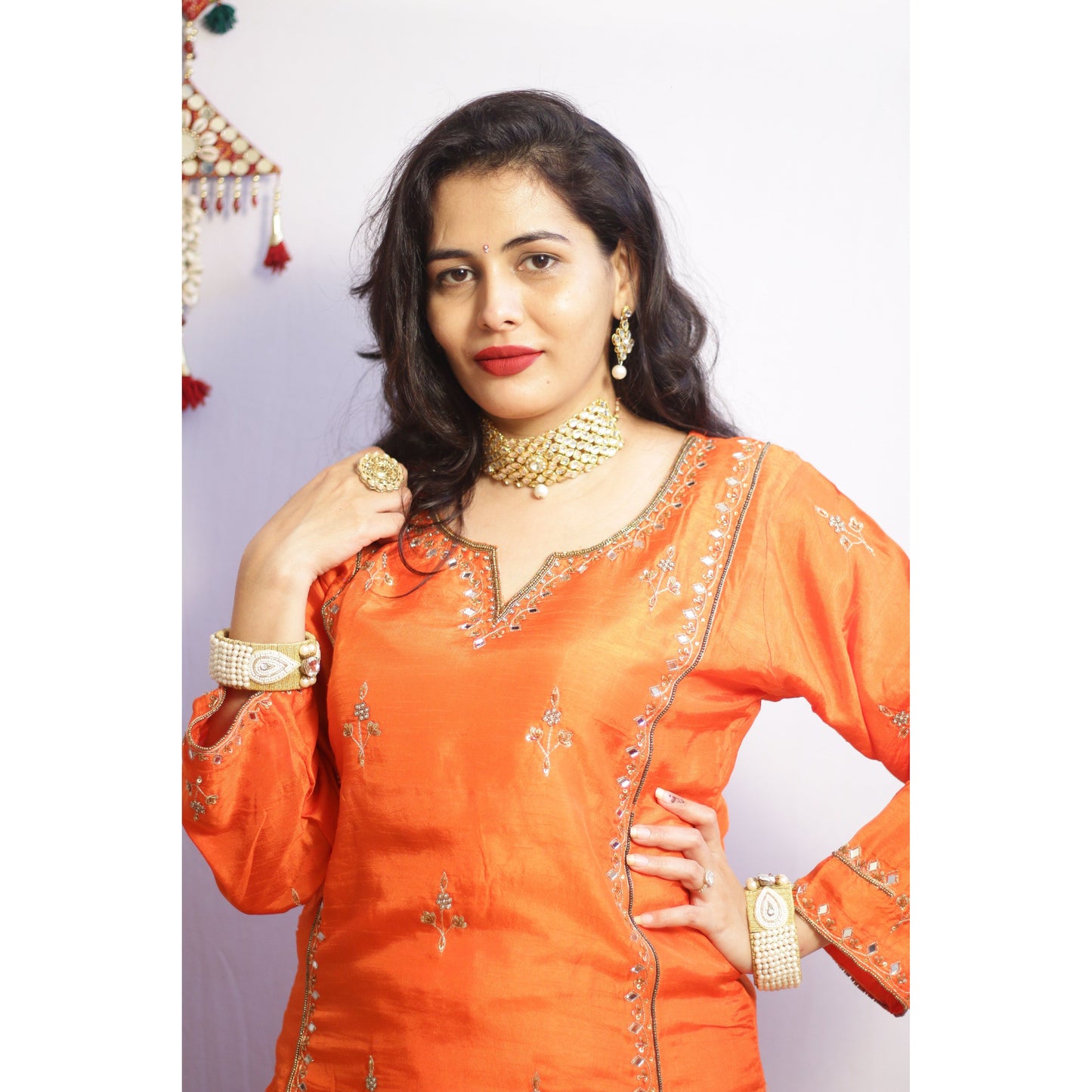 Revati Orange Suit Set