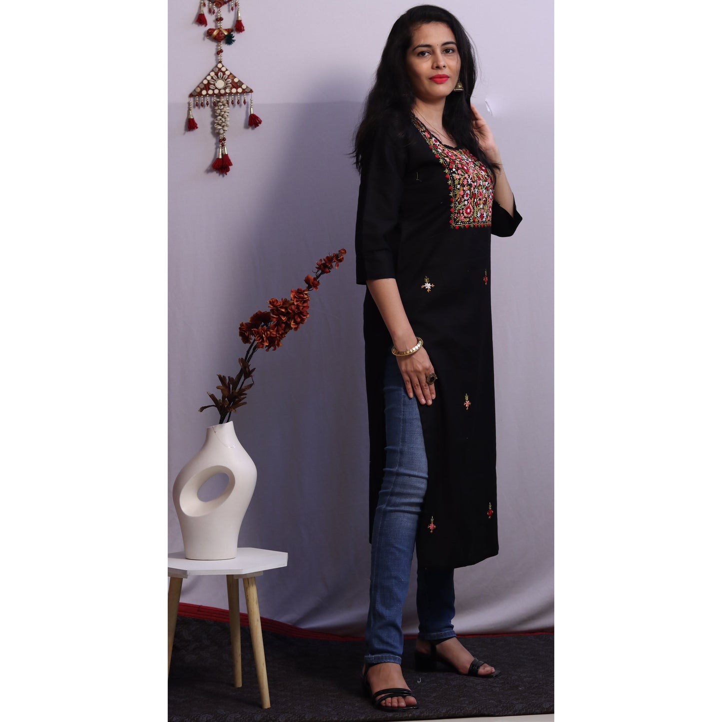 Black Embroidered Kurti