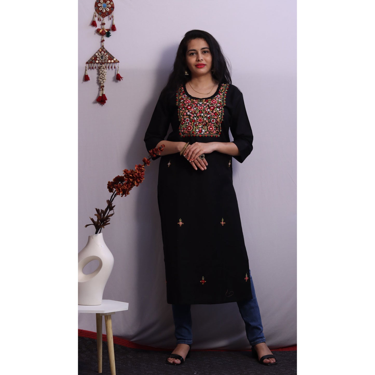 Black Embroidered Kurti