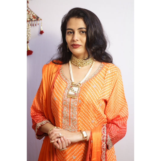 Savarni Orange Suit Set