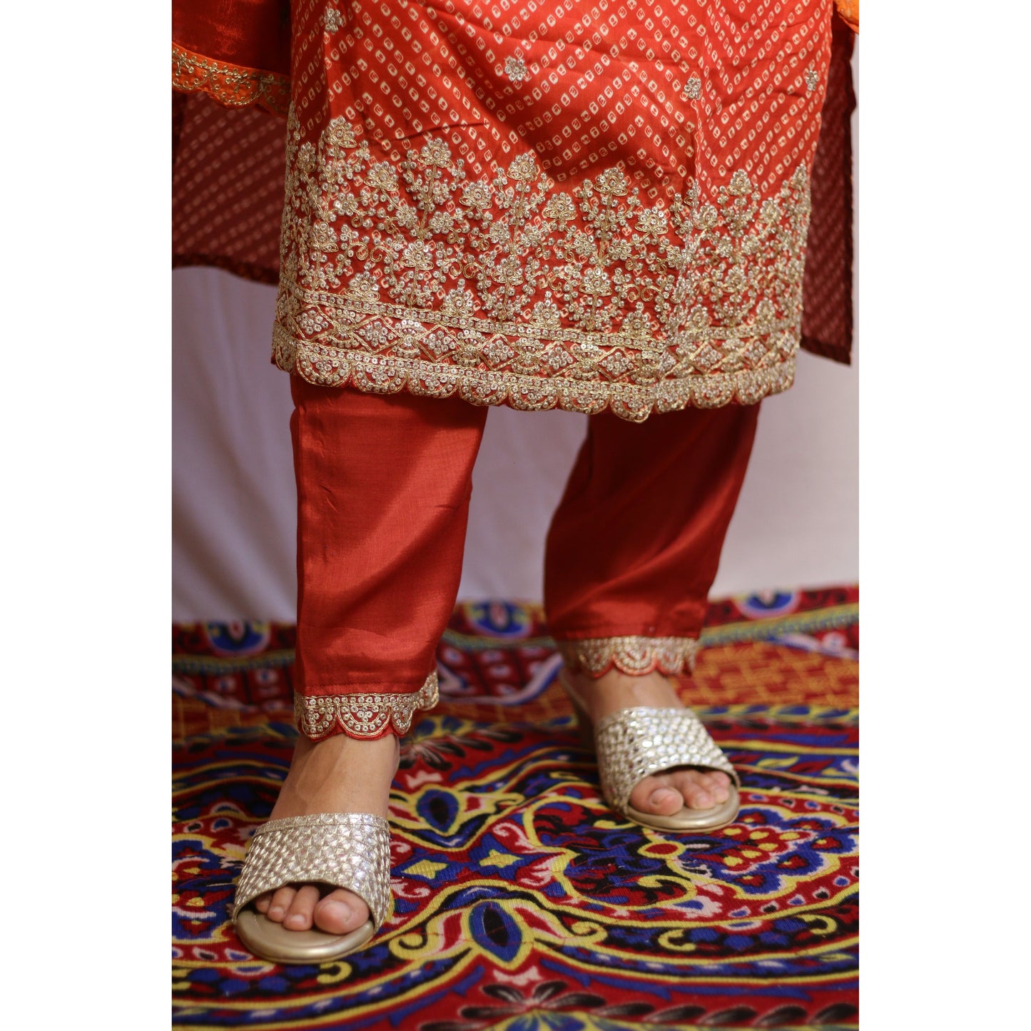 Savarni Orange Suit Set