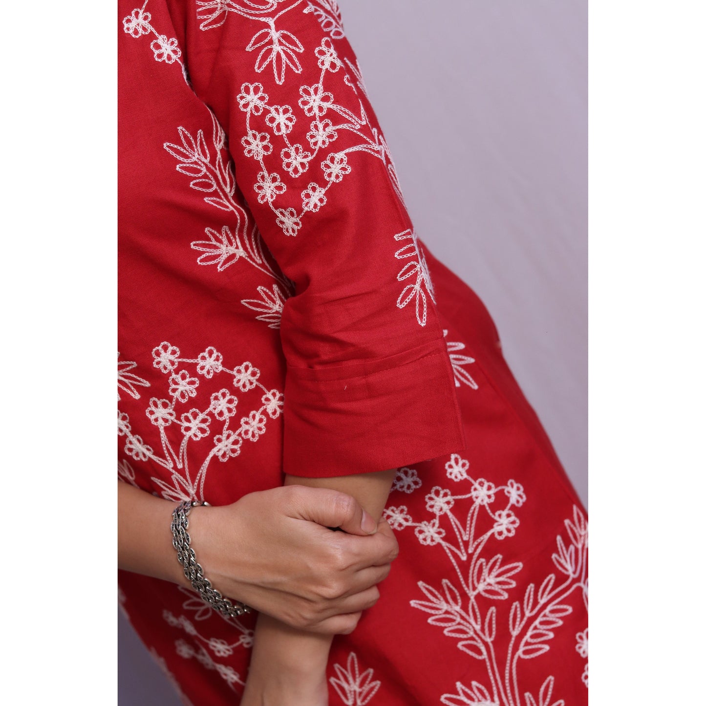 Red Embroidered Kurti